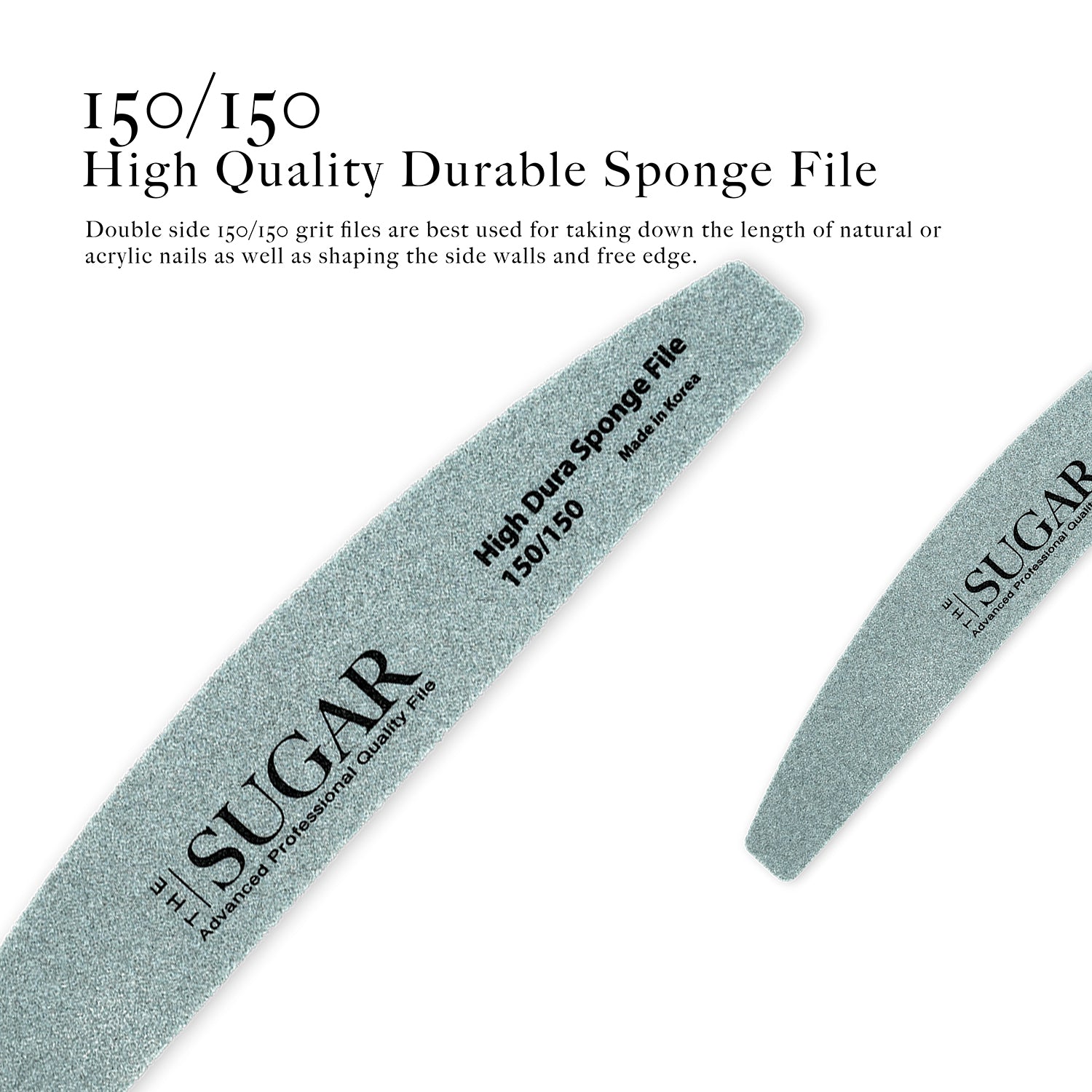 4pcs of washable Double Side Half Moon 150/150 sponge nail file from Skynailbysugar